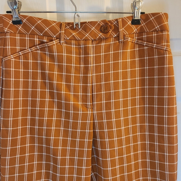 Versona Modern Bootcut Pants Sz: 8 NWT Orange Plaid Hippie 70s Hi Rise - Picture 2 of 16